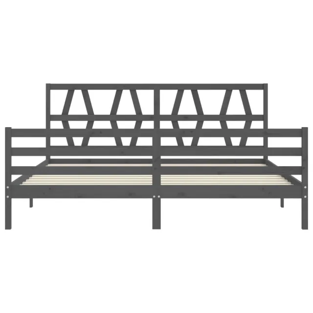 Cadre de lit sans matelas gris 200x200 cm bois massif