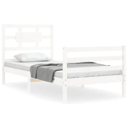 Cadre de lit sans matelas blanc bois massif 2