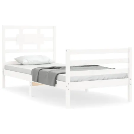 Cadre de lit sans matelas blanc bois massif