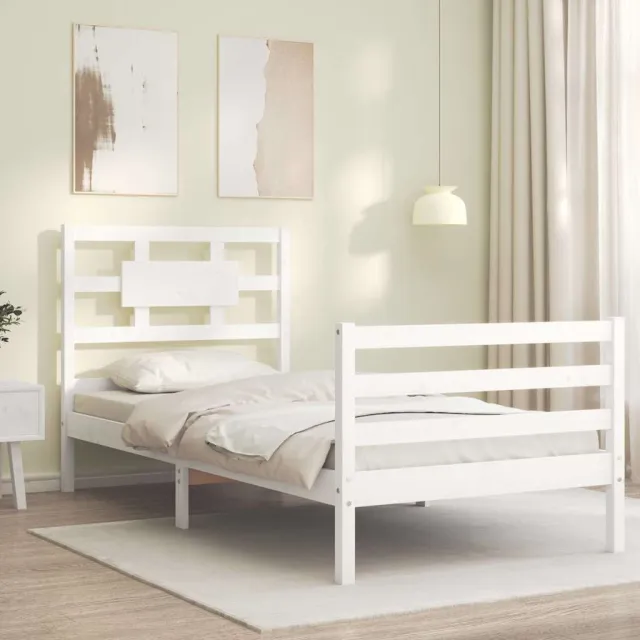 Cadre de lit sans matelas blanc bois massif