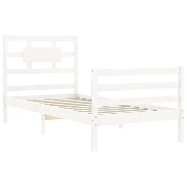 Cadre de lit sans matelas blanc bois massif