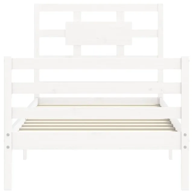 Cadre de lit sans matelas blanc bois massif