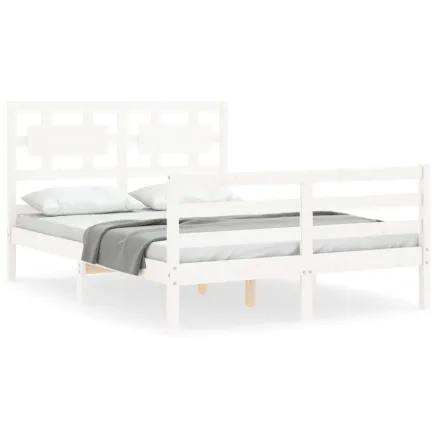 Cadre de lit sans matelas blanc bois massif 2