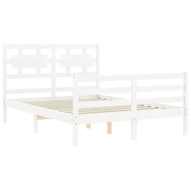 Cadre de lit sans matelas blanc bois massif