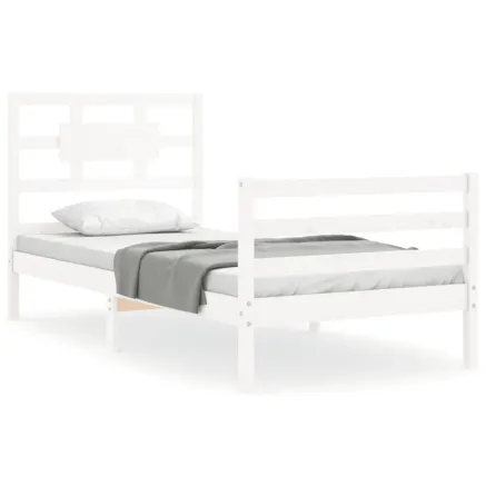 Cadre de lit sans matelas blanc 90x200 cm bois massif 2