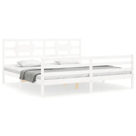 Cadre de lit sans matelas blanc bois massif 2