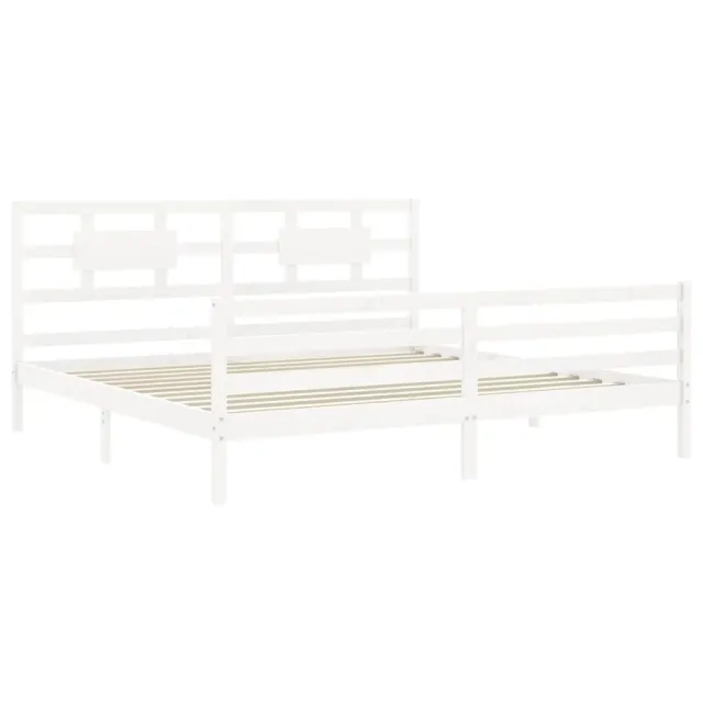 Cadre de lit sans matelas blanc bois massif