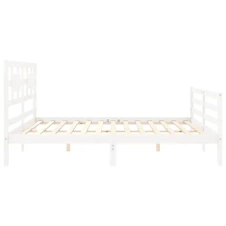 Cadre de lit sans matelas blanc bois massif