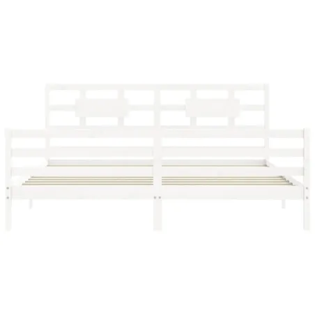 Cadre de lit sans matelas blanc 200x200 cm bois massif