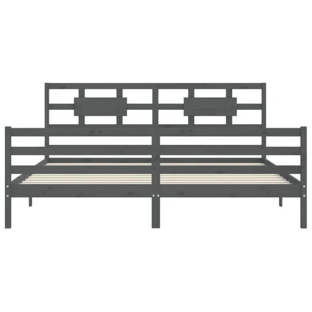 Cadre de lit sans matelas gris 200x200 cm bois massif