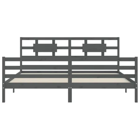 Cadre de lit sans matelas gris 200x200 cm bois massif