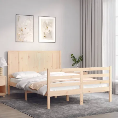 Cadre de lit sans matelas 140x200 cm bois massif