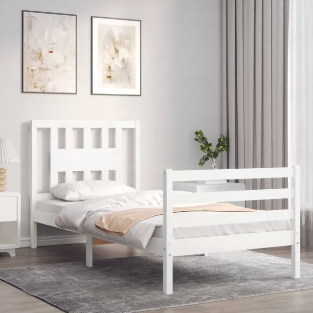 Cadre de lit sans matelas blanc bois massif