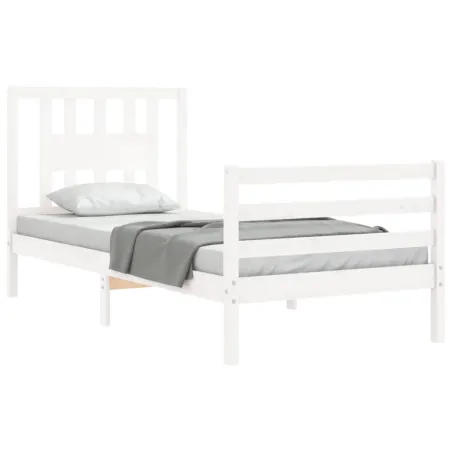Cadre de lit sans matelas blanc bois massif
