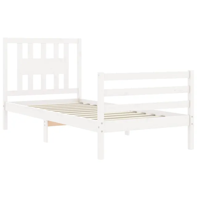 Cadre de lit sans matelas blanc bois massif