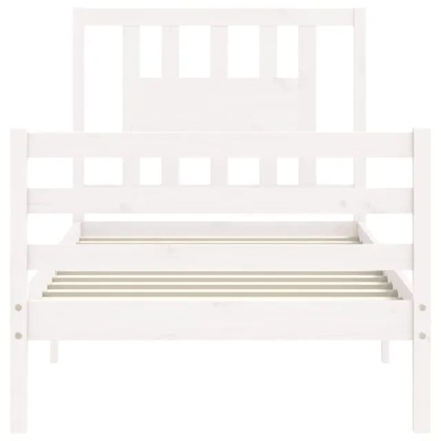 Cadre de lit sans matelas blanc bois massif