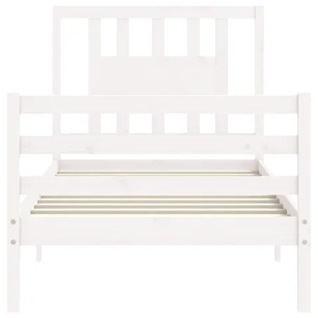 Cadre de lit sans matelas blanc bois massif