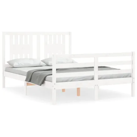 Cadre de lit sans matelas blanc bois massif 2