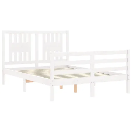 Cadre de lit sans matelas blanc bois massif