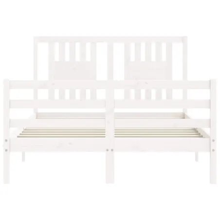 Cadre de lit sans matelas blanc bois massif