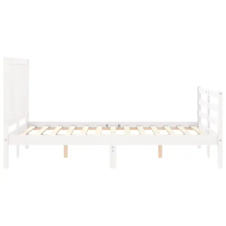 Cadre de lit sans matelas blanc bois massif