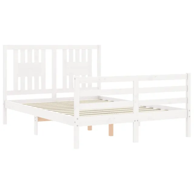 Cadre de lit sans matelas blanc bois massif