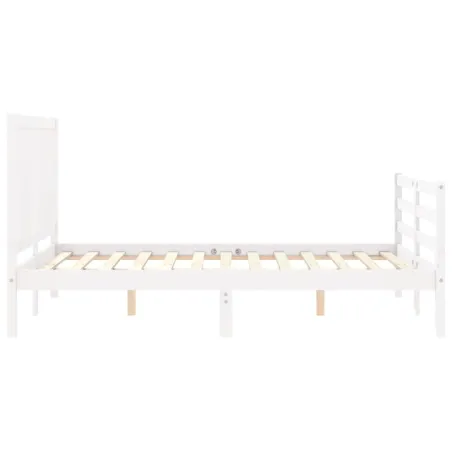 Cadre de lit sans matelas blanc bois massif