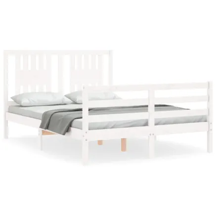 Cadre de lit sans matelas blanc 140x190 cm bois massif 2