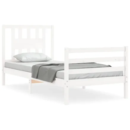 Cadre de lit sans matelas blanc 90x200 cm bois massif 2