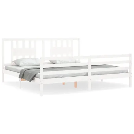 Cadre de lit sans matelas blanc 200x200 cm bois massif 2