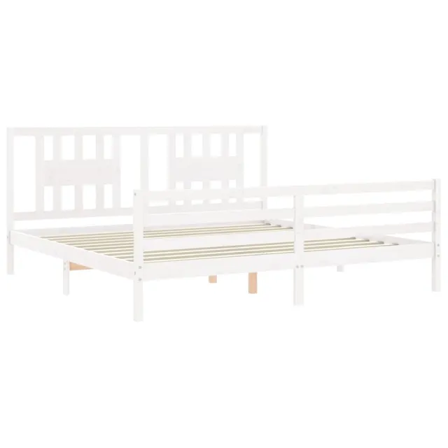 Cadre de lit sans matelas blanc 200x200 cm bois massif