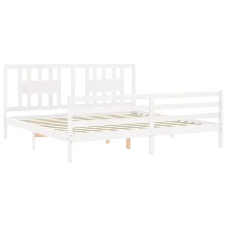Cadre de lit sans matelas blanc 200x200 cm bois massif