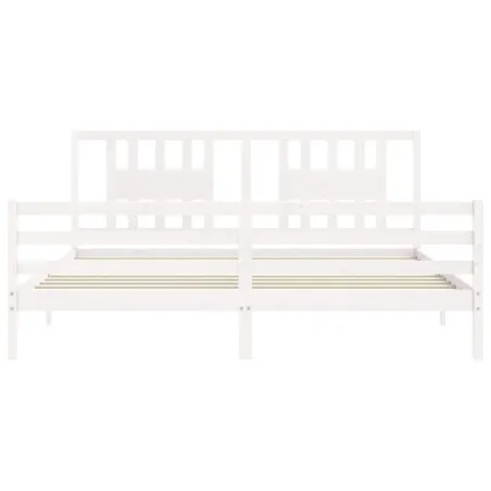 Cadre de lit sans matelas blanc 200x200 cm bois massif