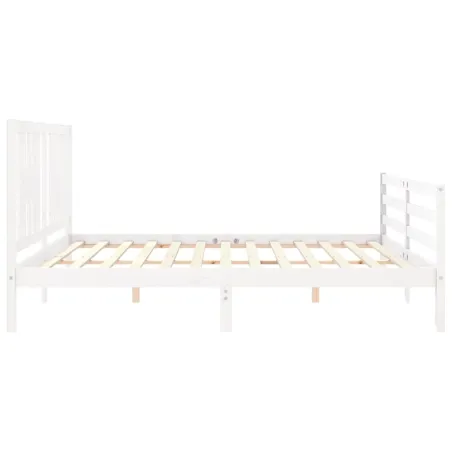 Cadre de lit sans matelas blanc 200x200 cm bois massif