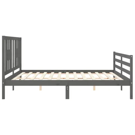 Cadre de lit sans matelas gris 200x200 cm bois massif