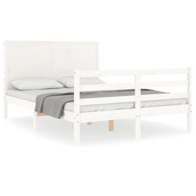 Cadre de lit sans matelas blanc 140x200 cm bois massif