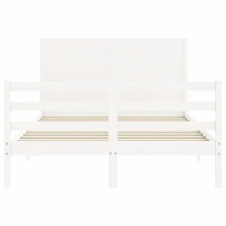 Cadre de lit sans matelas blanc 140x200 cm bois massif