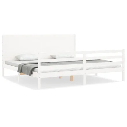 Cadre de lit sans matelas blanc 200x200 cm bois massif 2