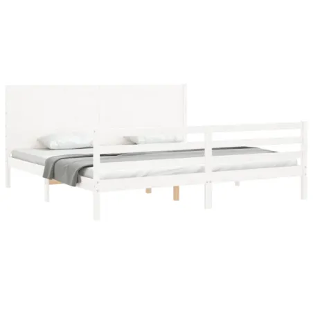 Cadre de lit sans matelas blanc 200x200 cm bois massif