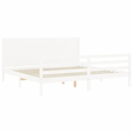 Cadre de lit sans matelas blanc 200x200 cm bois massif