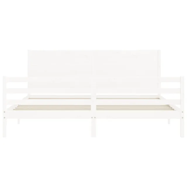 Cadre de lit sans matelas blanc 200x200 cm bois massif