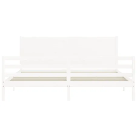 Cadre de lit sans matelas blanc 200x200 cm bois massif