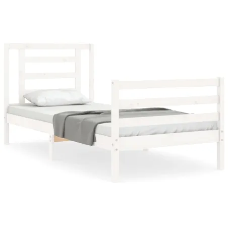 Cadre de lit sans matelas blanc bois massif