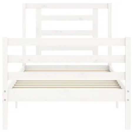 Cadre de lit sans matelas blanc bois massif