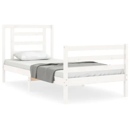 Cadre de lit sans matelas blanc bois massif 2