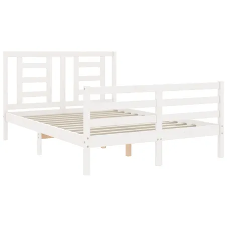 Cadre de lit sans matelas blanc bois massif