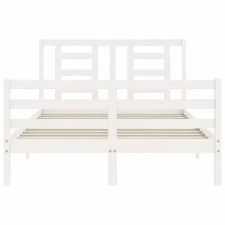 Cadre de lit sans matelas blanc bois massif