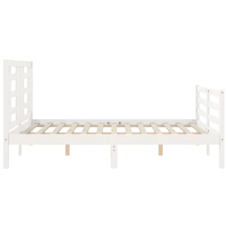 Cadre de lit sans matelas blanc bois massif