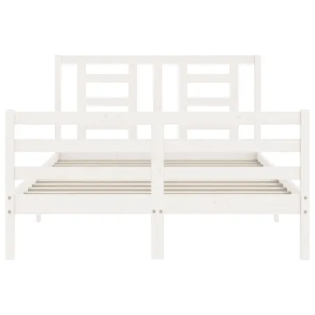 Cadre de lit sans matelas blanc 140x190 cm bois massif