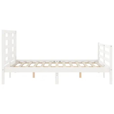 Cadre de lit sans matelas blanc 140x190 cm bois massif